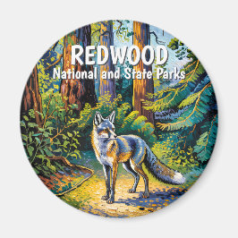 Íman Redwood National Park VIntage Forest Fox Wildlife