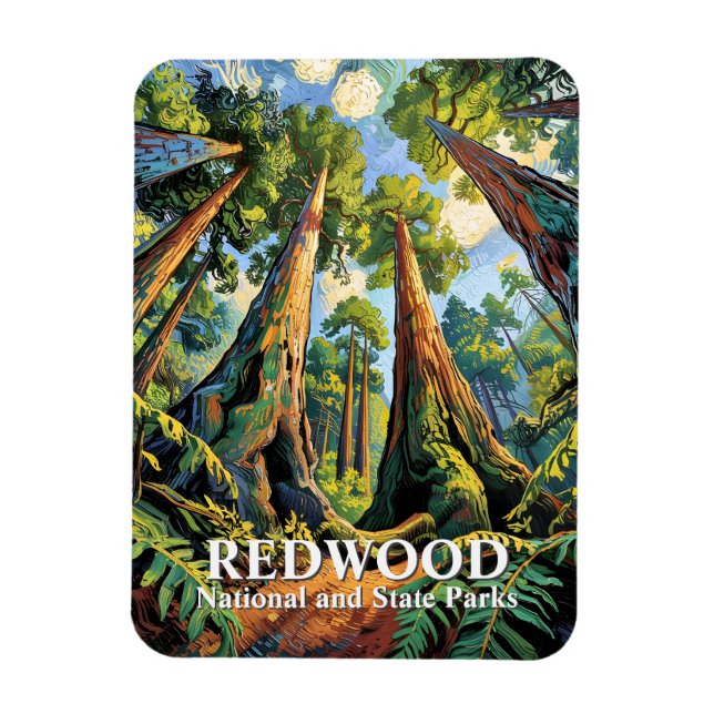 Íman Redwoods National Park California Van Gogh Custom (Vertical)