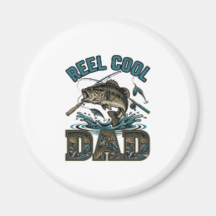Íman Reel Cool Pai Pesca de Robalo Design Vetorial Vint