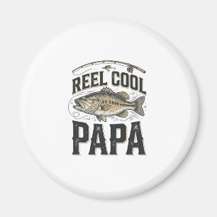 Íman Reel Cool Papa Design de Vetor de Pesca Vintage_1