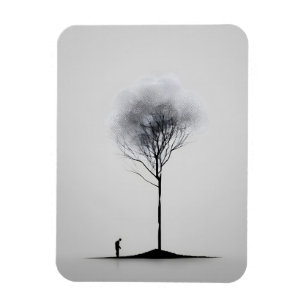 Íman Reflexão Solitária Mínima Preto e Branco