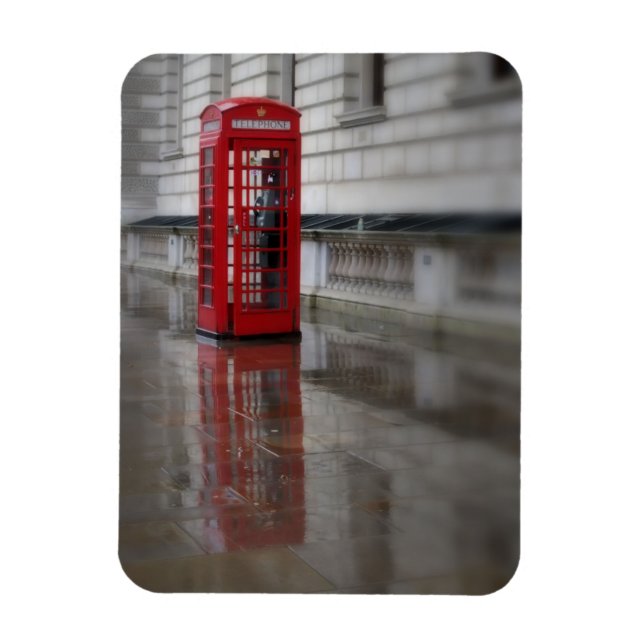 Íman Reflexões em uma Red Phone Box - London Magnet (Vertical)
