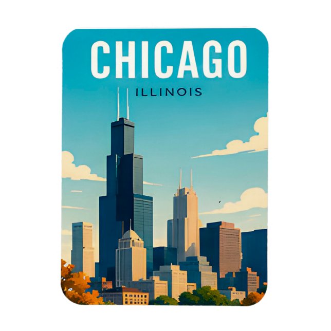 Íman Reflexos do Horizonte de Chicago (Vertical)