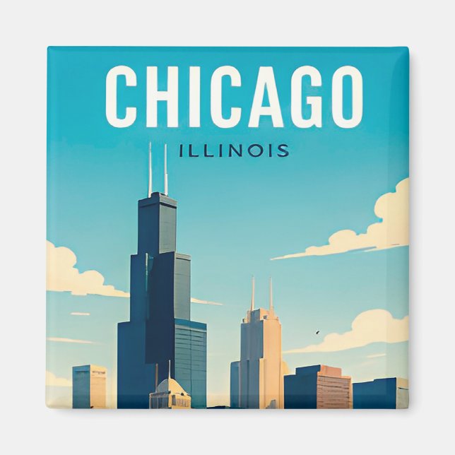Íman Reflexos do Horizonte de Chicago (Frente)