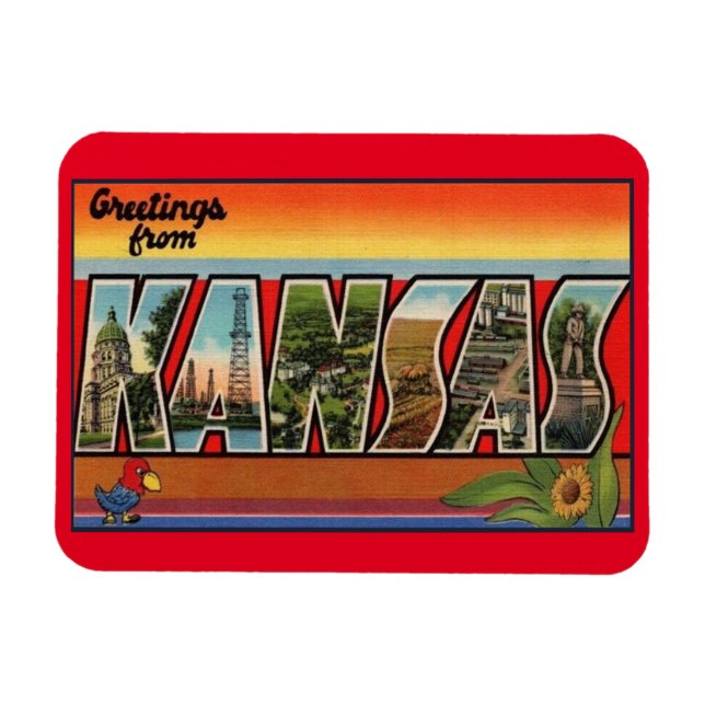 Íman refrigerador do Kansas - viagens vintage (Horizontal)