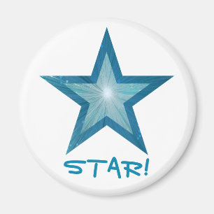 Íman Refrigerador "ESTRELA da estrela azul!" branco