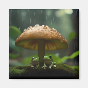 Íman Refúgio Rainy Day: Sapos Se Abriram Sob Cogumelo