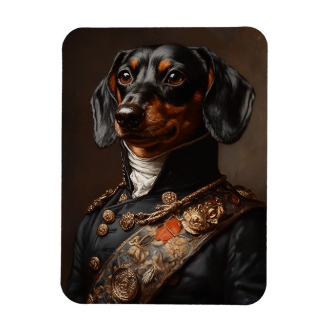 Íman Regal Dachshund no Uniforme Militar Napoleônico (Vertical)