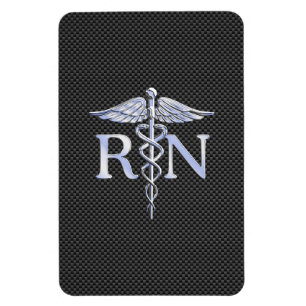 Íman Registered Nurse RN Caduceus Snakes Carbon