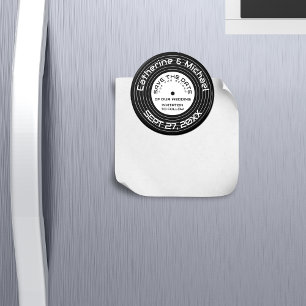 Íman Registro de Vinil de Música Retroativa Salvar Data