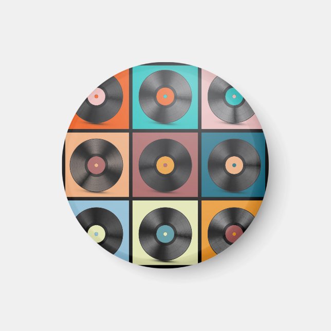 Íman Registros de vinilo: conjunto retrô LP. (Frente)