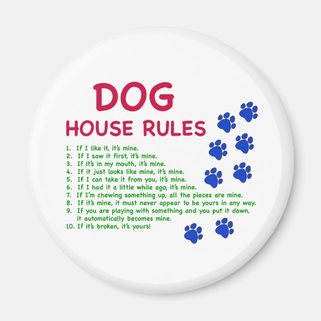 Íman Regras da casa do cachorro - regras para viver (Frente)