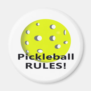 Íman Regras de Pickleball! Com texto amarelo do preto