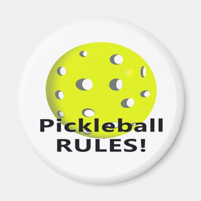 Íman Regras de Pickleball! Com texto preto de bola amar (Frente)