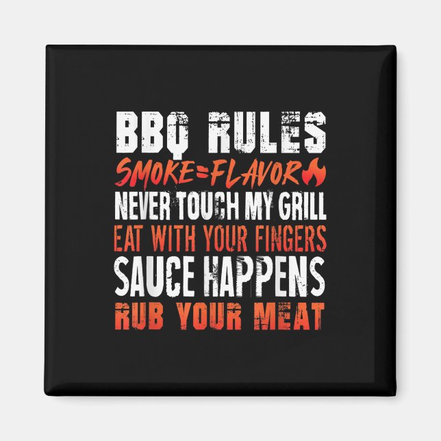 Íman Regras Engraçadas De Churrasco Fumaça=Sabor Comer  (Frente)