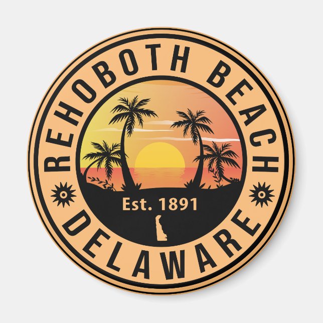 Íman Rehoboth Beach Delaware Retro Sunset Souvenirs (Frente)