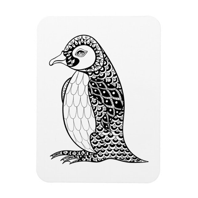Íman Rei Artístico Penguin Zendoodle (Vertical)
