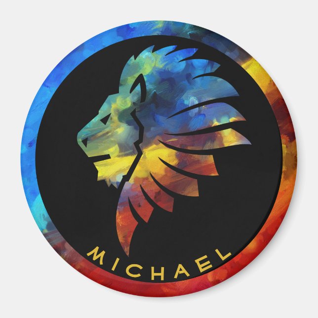 Íman Rei da selva, nome de aquarela monograma (Frente)