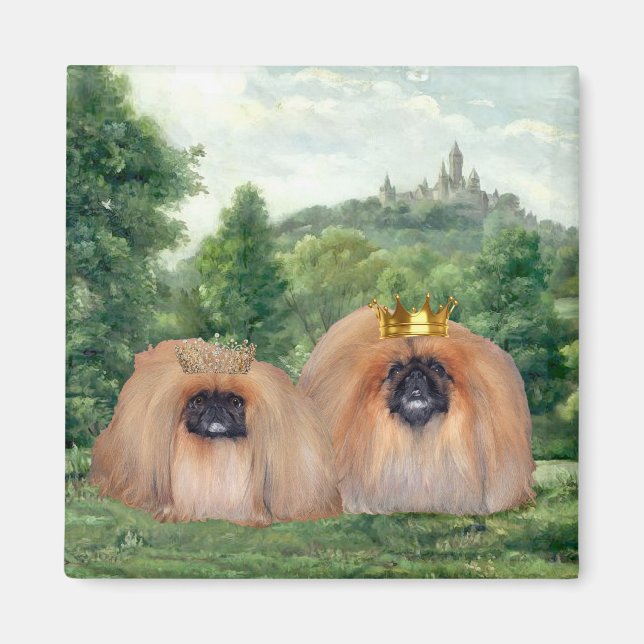 Íman Rei e Rainha Pekingese com Castelo dos Sonhos (Frente)