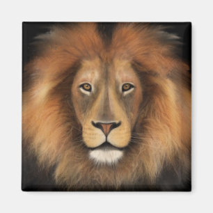 Íman rei leão da selva realista masculino aquarela