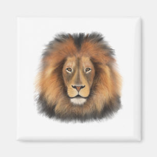 Íman rei leão da selva realista masculino aquarela