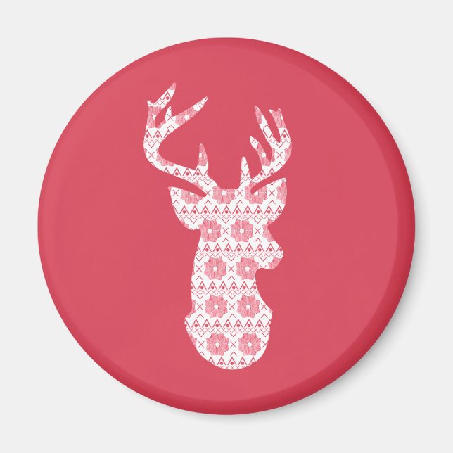 Íman Reinador de Natal do Knit Winter Magnet (Frente)