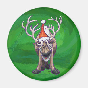 Íman Reindeer Christmas On Green