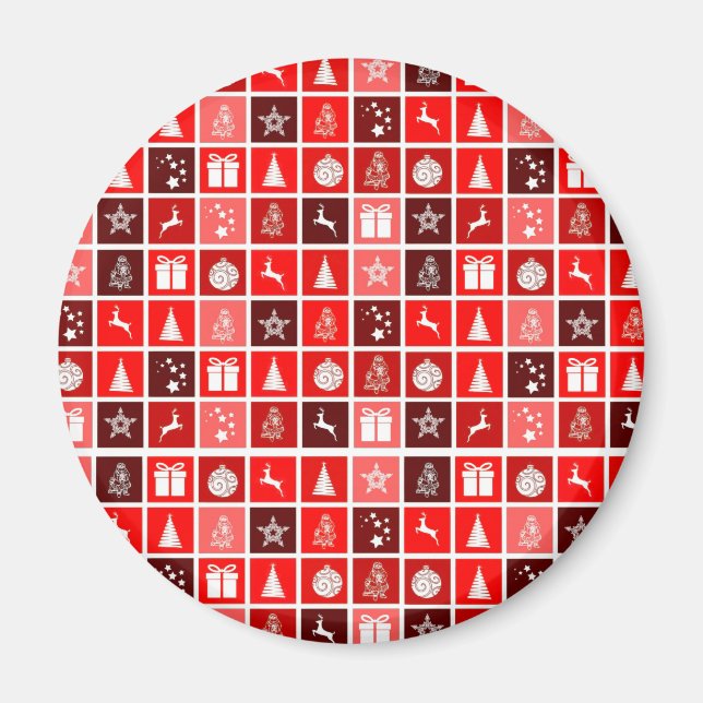 Íman Reindeer de Árvore Fresca de Natal Vermelho (Frente)