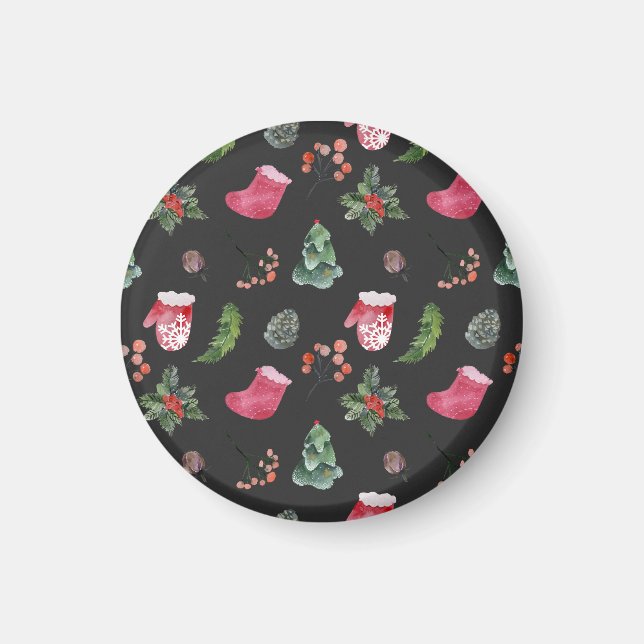 Íman Reindeer de Natal: Padrão Sem Costura (Frente)