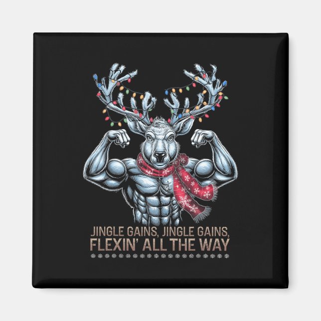 Íman Reindeer de preparação para ginástica natalícia ga (Frente)