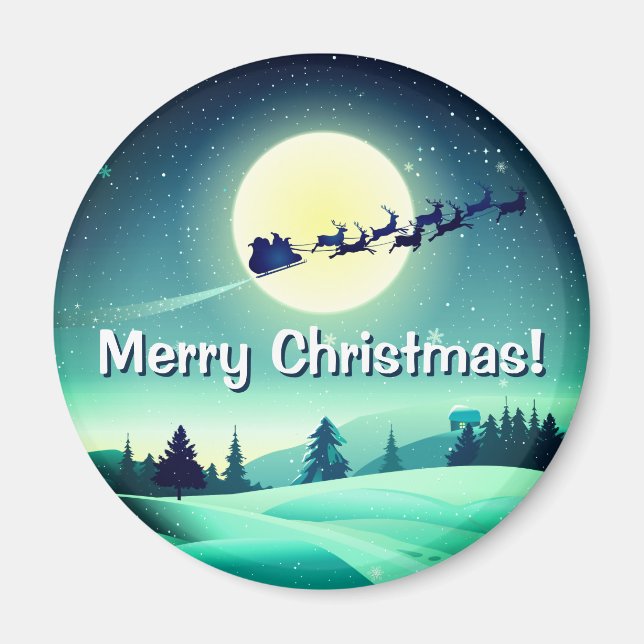 Íman Reindeer Flying Sleigh (Frente)