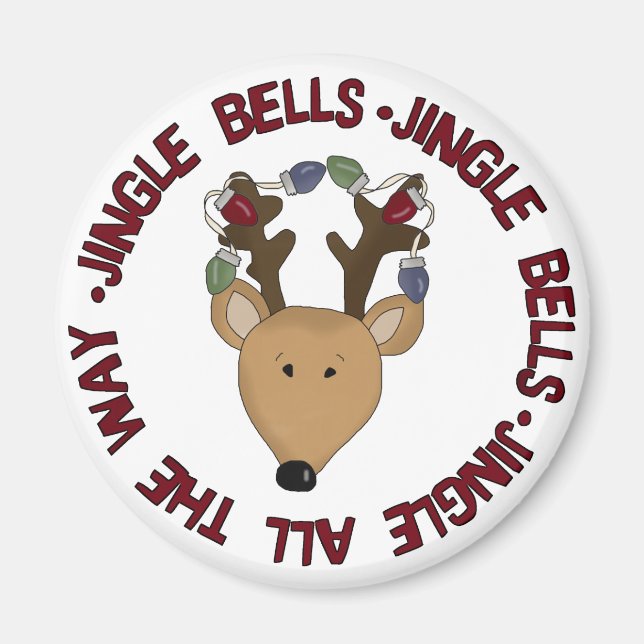 Íman Reindeer Jingle Bells Camisetas e presentes (Frente)