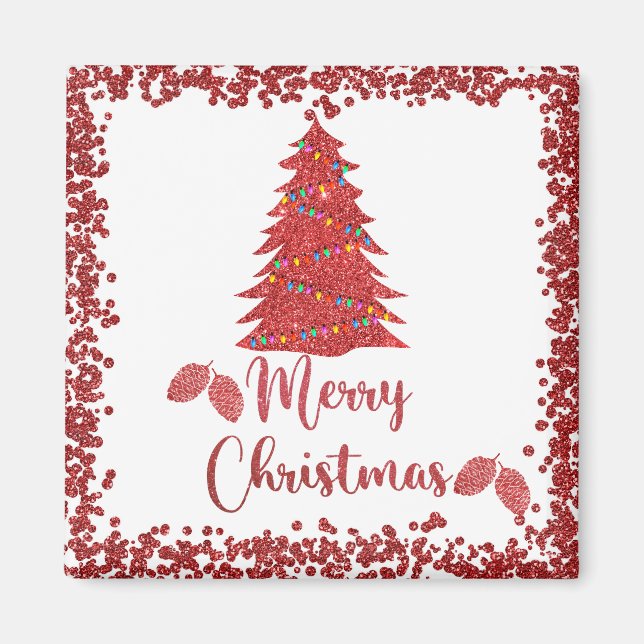 Íman Reindeer Red Glitter - Feliz Natal (Frente)