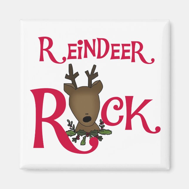 Íman Reindeer Rock Camisetas e presentes (Frente)