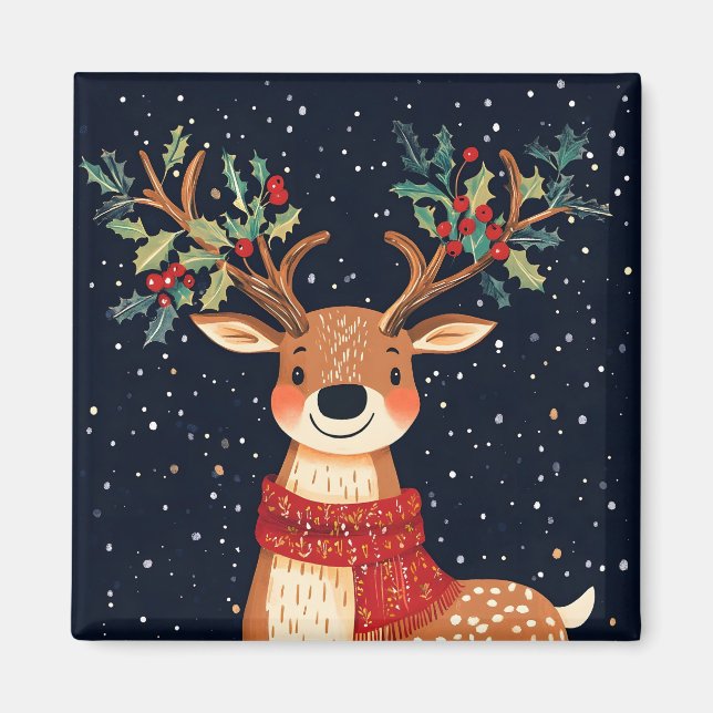 Íman Reindeer Starry Natal Twinkle Night (Frente)