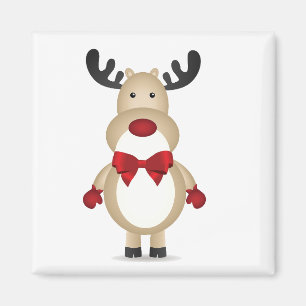 Íman Reindeer Vestindo Magneta Vermelha Arco