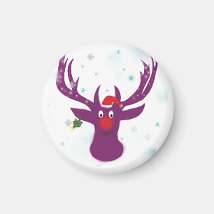 Íman Reindet Chrismas Pequeno, 3,2 Cm De Magneta Redond