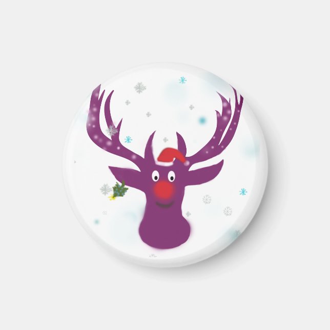 Íman Reindet Chrismas Pequeno, 3,2 Cm De Magneta Redond (Frente)