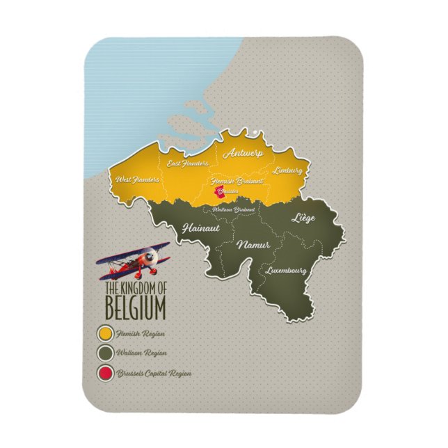 Íman Reino da Bélgica belo mapa (Vertical)