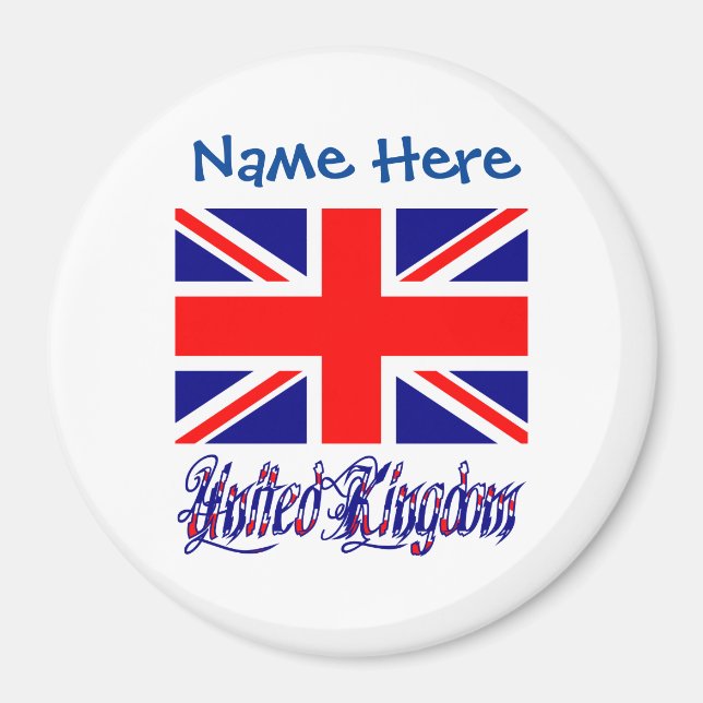 Íman Reino Unido Bandeira Personalização Azul (Frente)