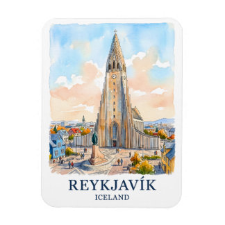 Íman Reiquiavique Islândia Igreja Aquarela Paisagem Via