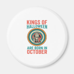 Íman Reis Do Halloween Outubro Aniversário Camisa Vinta