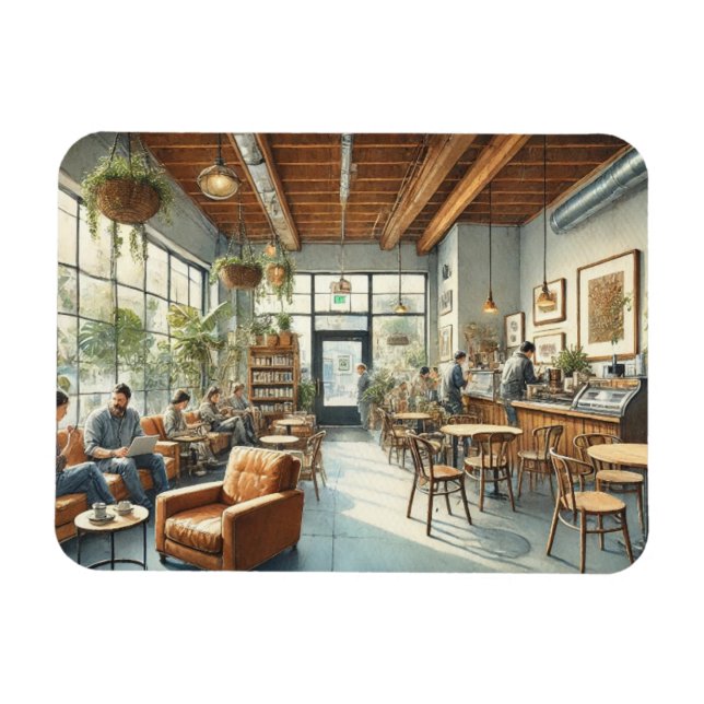 Íman Relaxando Café em Portland Oregon (Horizontal)