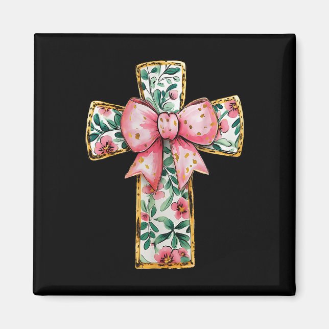 Íman Religiosa Arco Rosa-Rosa-Floral Cruz Cristã (Frente)