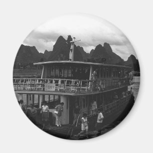 Íman Relógio de barco vintage no rio Guilin da China