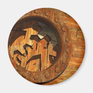 Íman relógio de madeira