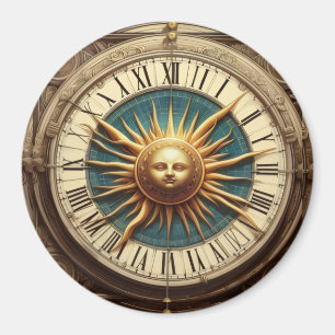 Íman Relógio de Sol Antigo Botão Magnético Antigo / Fr