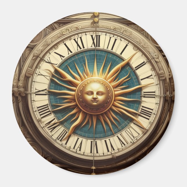 Íman Relógio de Sol Antigo Botão Magnético Antigo / Fr (Frente)