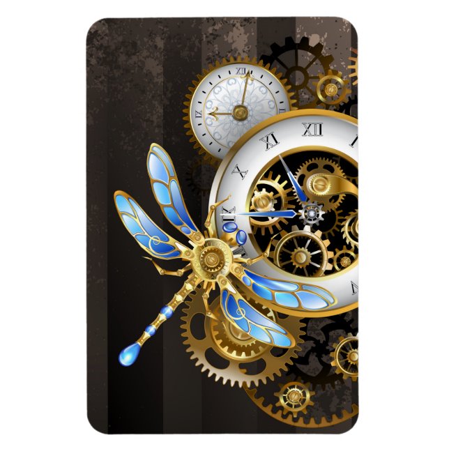 Íman Relógio Steampunk com Dragonfly Mecânica (Vertical)