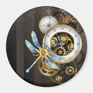 Íman Relógio Steampunk com Dragonfly Mecânica